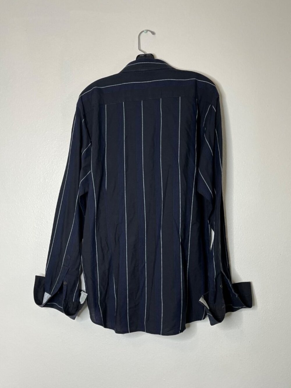 Ted Baker Mens Navy Blue Striped Long Sleeve Button-Up Shirt Size 4 - Picture 7 of 7